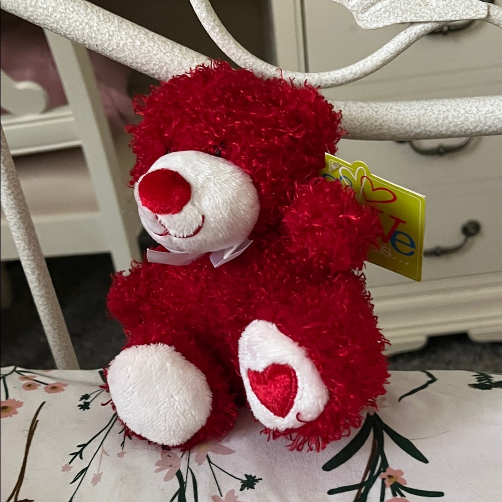 Love Red and White Stuffed Bear